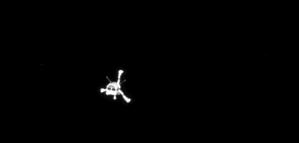 Rosetta’s OSIRIS narrow-angle camera captured this parting shot of the Philae lander after separation (cropped).